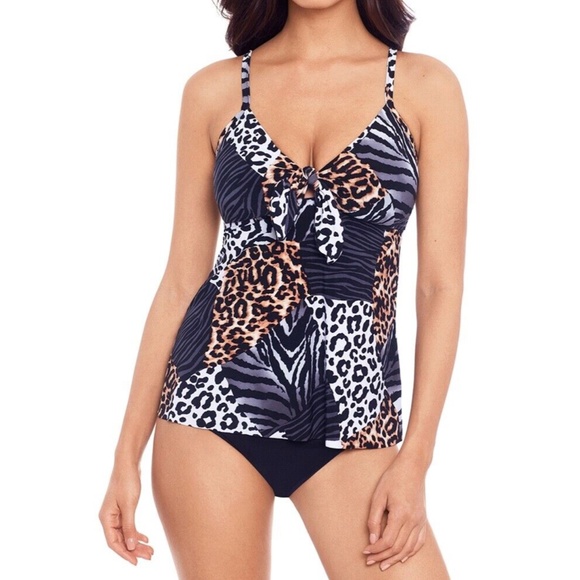 NWT $110 Magicsuit [ 8 US ] Roar‎ Alison Tankini Swim Top Mix Animal Print - Picture 2 of 13